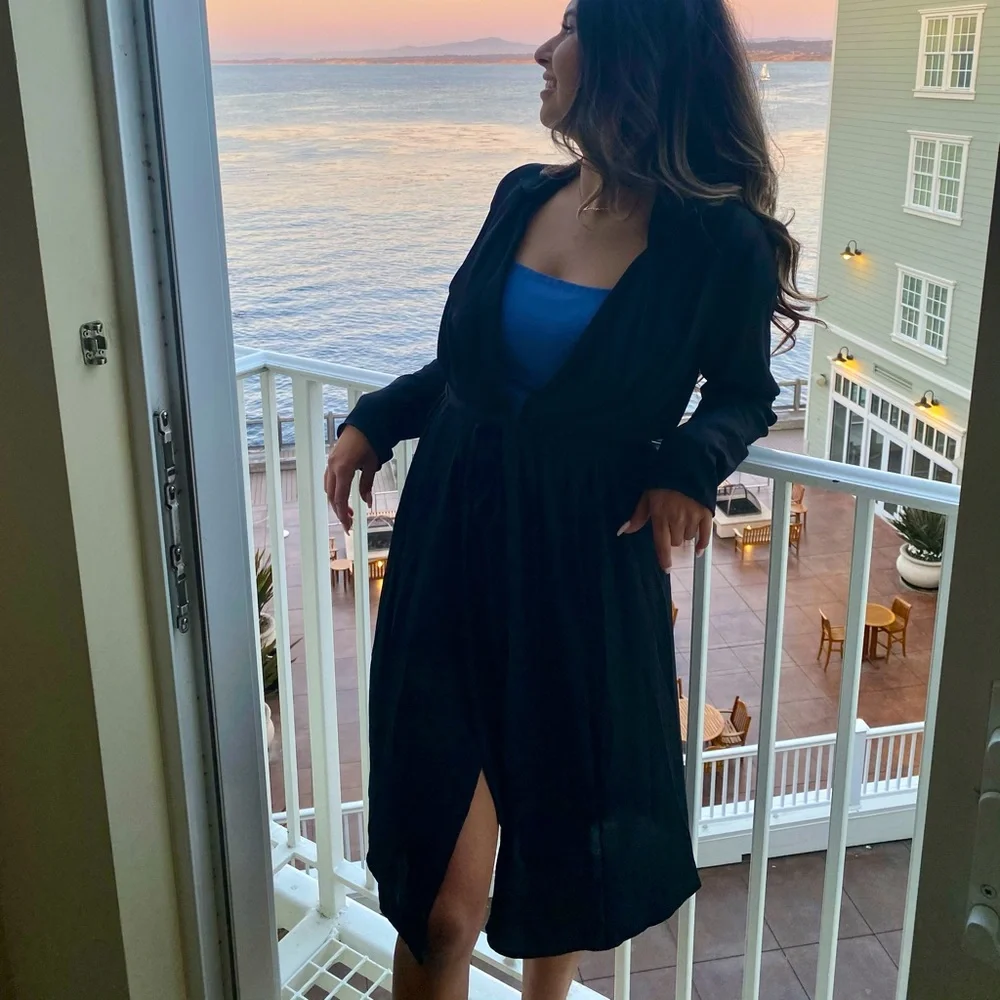 Black Long Duster Robe/jacket - Picture 1 of 3